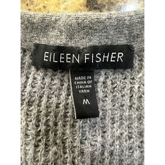 Eileen Fisher Button Down Cardigan Sweater Wool Cashmere Elbow Sleeve Medium EUC - Picture 4 of 14